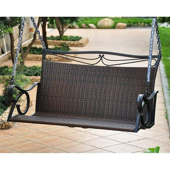 Valencia Resin Wicker & Steel Loveseat Swing, Chocolate