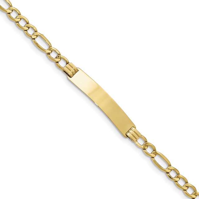 14k Yellow Gold Figaro Name Bar Identification Id Bracelet