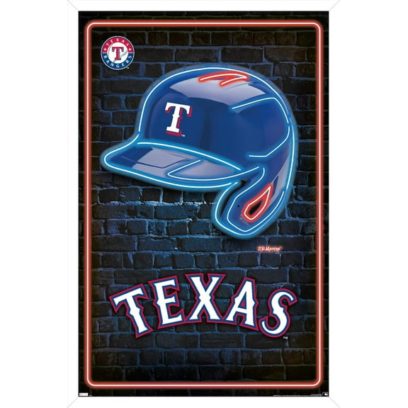 MLB Texas Rangers - Neon Helmet 23 Wall Poster, 14.725" x 22.375" Framed