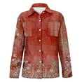 thumbnail image 4 of Jxximdong Button Up Shirts Women Women's Long Sleeved Printed Button Down Shirt Red Spring Tops S, 4 of 5