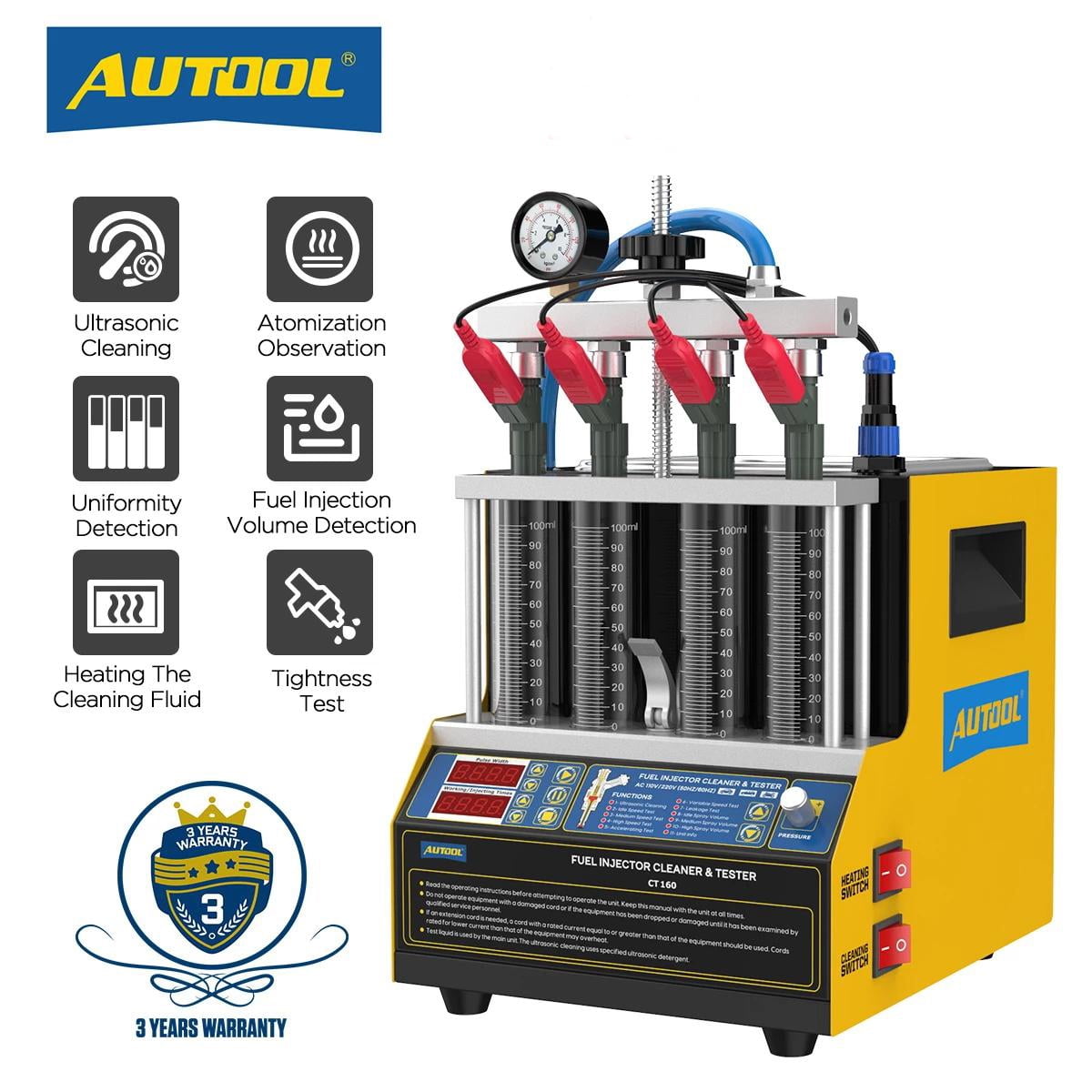 AUTOOL CT160 Automotive Fuel Injector Cleaner Machine, Car 4 Cylinder
