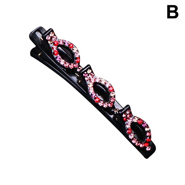 Sparkling Crystal Stone Braided Hair Clips,Double Bangs Hair Clips
