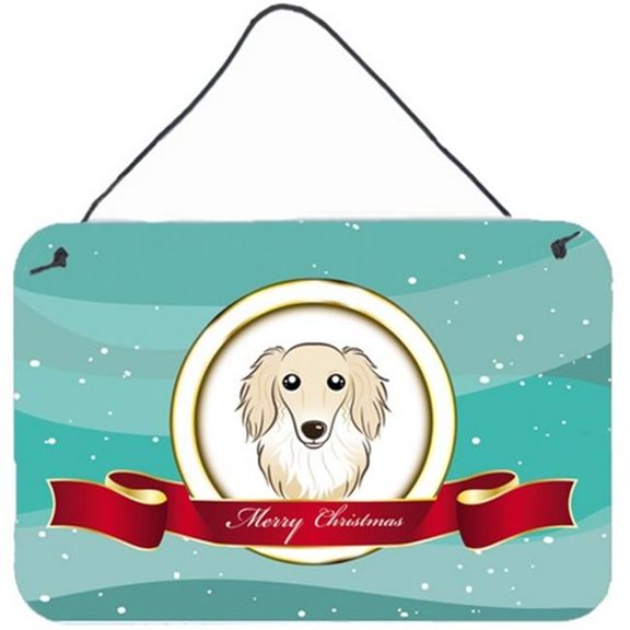 Carolines Treasures BB1522DS812 Longhair Creme Dachshund Merry Christmas Wall and Door Hanging Prints