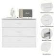 thumbnail image 4 of 3 Drawer Dresser, UHOMEPRO Modern Chest of Drawers for Bedroom, Night Stand Wood Storage Cabinet Dresser Organizer Unit with Handle for Living Room, Closet, Hallway, Small Space, White, 4 of 13