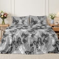 thumbnail image 4 of Flymme Twin Sheet Set ,3 Piece Grey Butterfly Bed Sheets for Twin Size Bed,Soft and Breathable,Black & White Floral Printed Bedding with Deep Pocket, 4 of 8