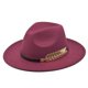 thumbnail image 4 of Sombrero de ala grande de fieltro de lana Simple para hombres y mujeres, sombrero de cadena de lana de estilo británico, sombrero de Jazz Retro clásico, moda de otoño e invierno, 1 pieza, 4 of 4