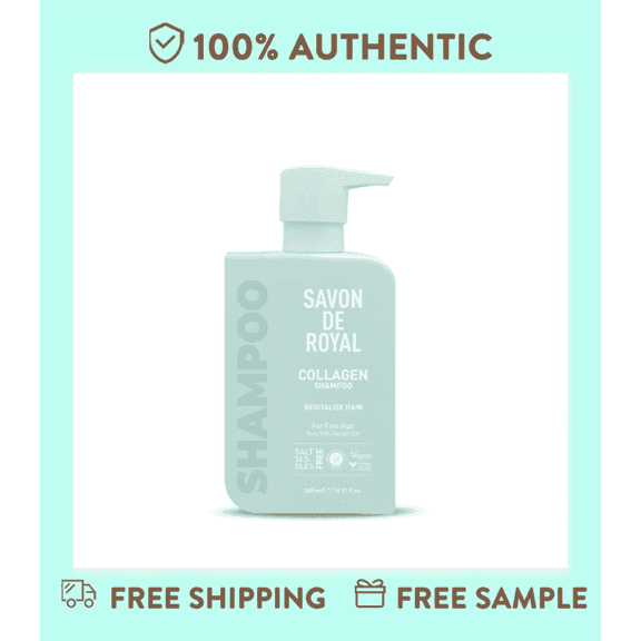 Savon De Royal Miracle Series Collagen Shampoo, Revitalizing & Volumizing Hair Care for Fine Hair, Salt & Sulfate Free, 500ml (16.9 Fl Oz), 2 Pack