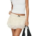 thumbnail image 2 of Elippeo Women Mini Skirt, Vintage Elastic Waist Lace Skirt Bow Summer Skirt Streetwear for Casual Daily, 2 of 7