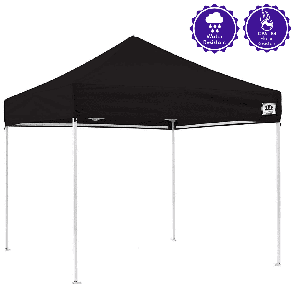 Impact Canopy 10 x 10 Pop Up Canopy Tent, Straight Leg Shelter, Steel Frame, UV Coated, Roller Bag, Black