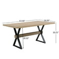 thumbnail image 3 of Christopher Knight Home 63” Industrial Dining Table, Metal Frame, X-Shaped Legs, Seats 6, Light Ash, 3 of 7