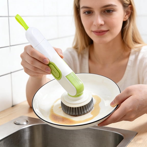 Dish Brush -6-in-1 Dish Brush with Detergent Dispenser - Adjustable Angle & Rotating Scrub Brush for Pots, Pans, Dishes & Utensils | Kitchen Cleaning Brush with Wall Mount for Sink, Stove & Cookware