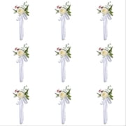 Wedding Aisle Decorations Artificial Flowers - Rose Chair Back Decor with Ribbons for Wedding Ceremony - Pew Flowers, Wedding Chair Decorations for Reception, Party & Photography Props