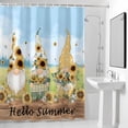 thumbnail image 2 of Gnome Sunflower Shower Curtain, Daisy Hello Summer Brown Wood Grain Farm Waterproof Shower Curtain Set with 12 Hooks Lightweight Bath Curtains Fabric Bathroom Decor 72x84 Inches, 2 of 6