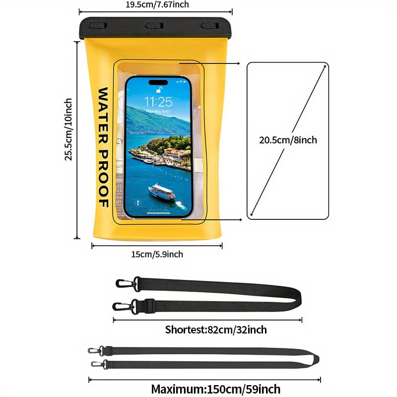 1.8L Waterproof Phone Pouch with Neck Strap, Universal Dry Bag for iPhone 16 15 14 13 Pro Max, Galaxy S24 S23 S25, Fits Up to 8", Ideal for Beach, Boating, Swimming, Travel, Durable PVC Material