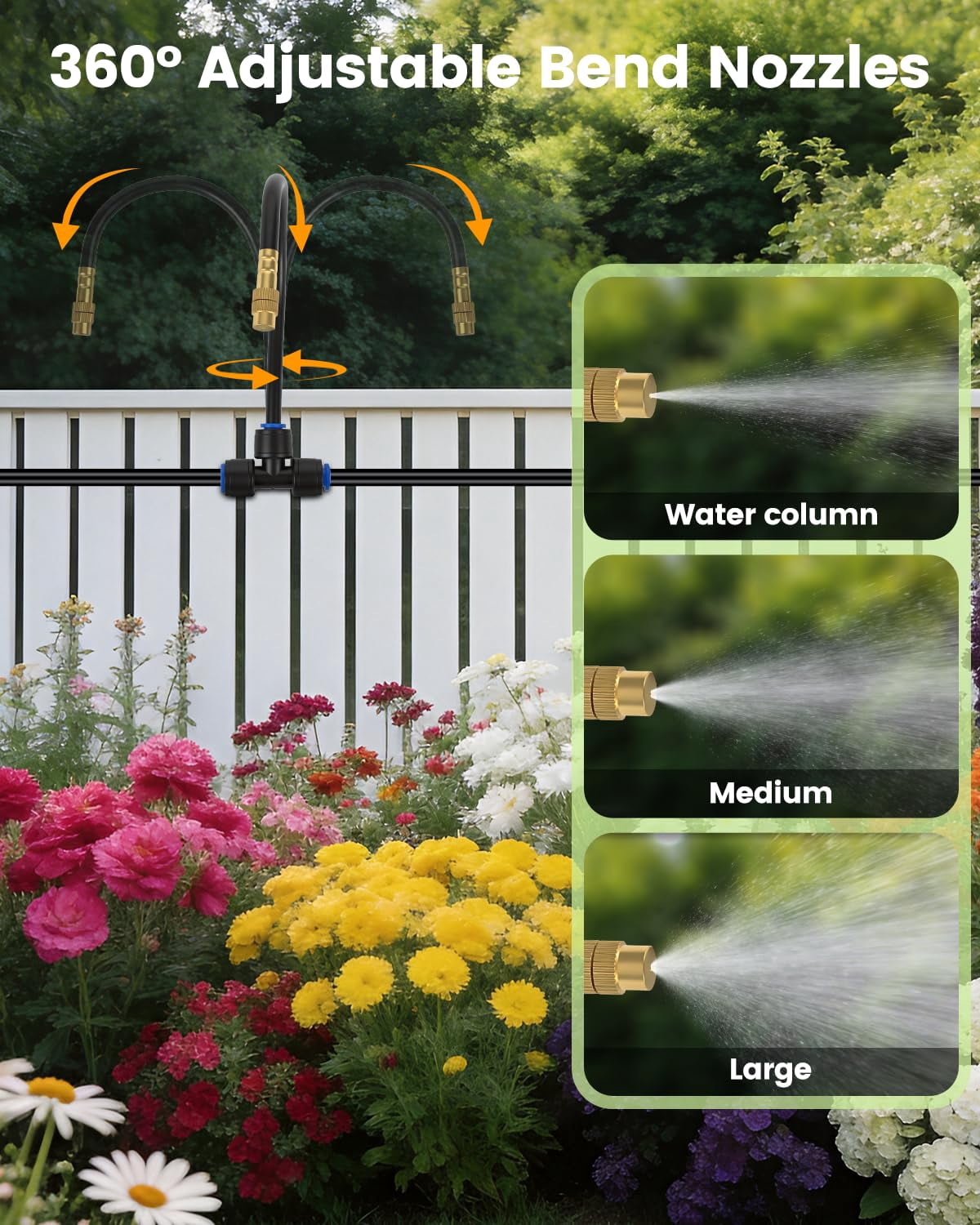 120ft Drip Irrigation System For Garden With 18 Nozzles -360° Adjustable Misting  Quick-connect Design Ideal Raised Beds Lawns Greenhouses & Outdoor