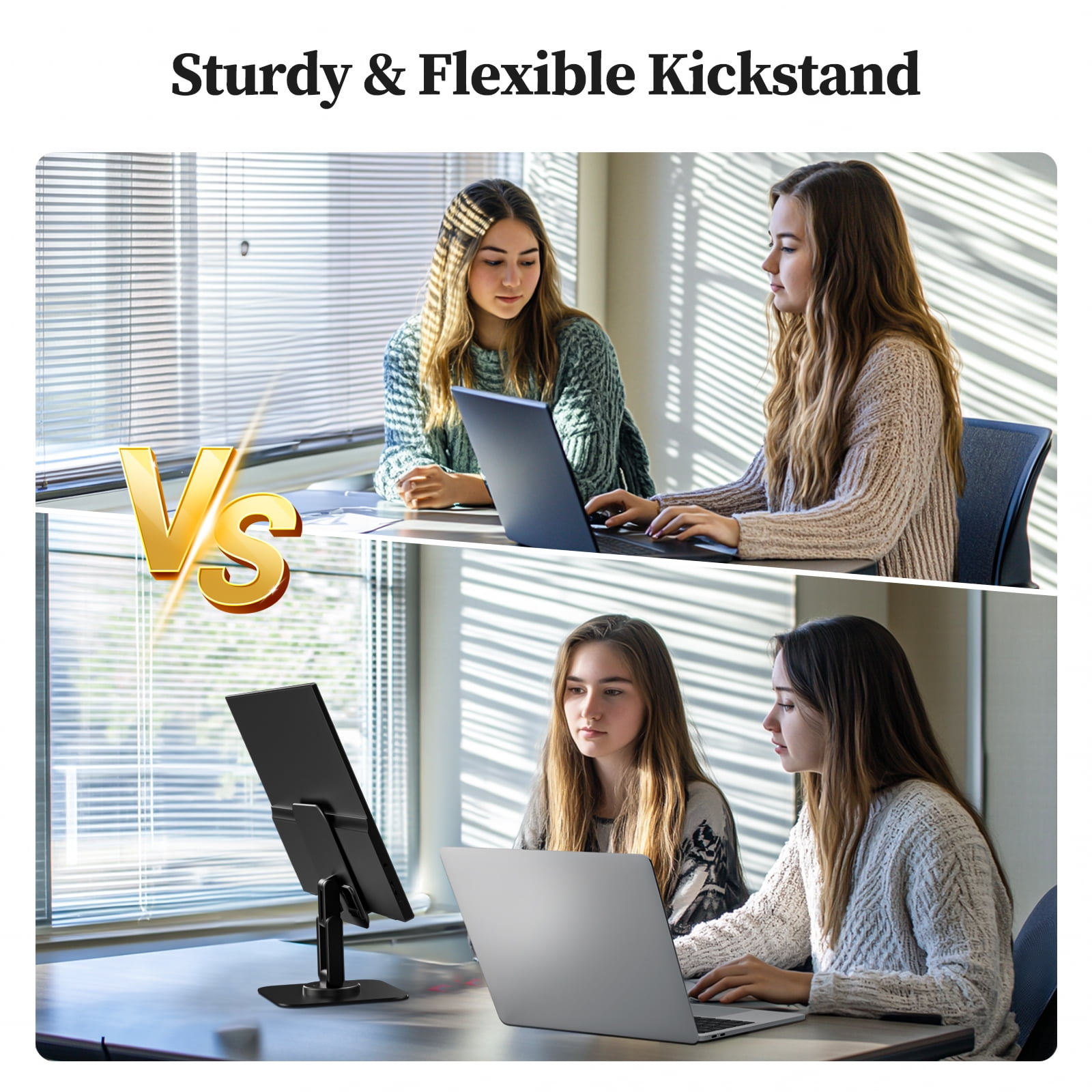13.3 inch Portable Monitor with Kickstand, 16:9 1920*1080P IPS, USB-C/HDMI, FreeSync 0.3" Ultra-Slim