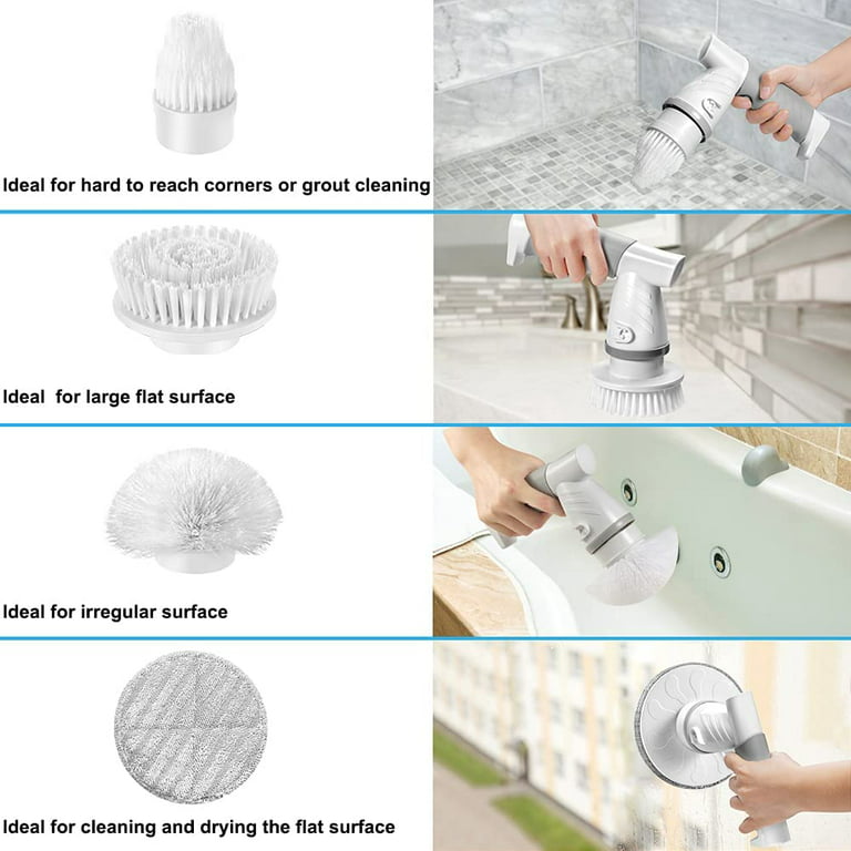 Electric Spin Scrubber Cordless Cleaning Brush with Replaceable Brush Heads  Power Scrubber for Bathtub Grout Tile 