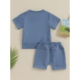 thumbnail image 4 of Arvbitana Toddler Baby Boys Shorts Set Short Sleeve Side Slit T-shirt + Elastic Waist Folded Hem Shorts 6M 12M 18M 24M 3T Infant Solid Color 2Pcs Outfits Summer Clothes, 4 of 9