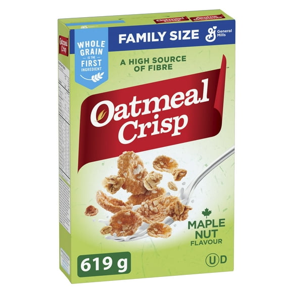 Oatmeal Crisp Breakfast Cereal, Maple Nut, Family Size, High Fibre, 619 g, 619 g