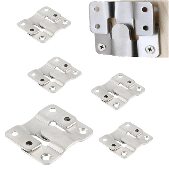 5 Set Flush Mount Bracket Hanging Buckle Kit, Stainless Steel Heavy Duty Mount Bracket for Hanging Picture Frames, Headboards, Mirrors & Shelves