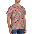thumbnail image 4 of Yiaed Color Flowers Print Mens Short Sleeve Tight Fit T-Shirt, Crewneck Casual Tee-Medium, 4 of 5