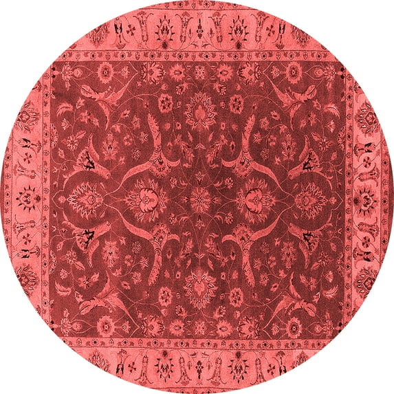 Ahgly Company Indoor Round Oriental Red Industrial Area Rugs, 4' Round