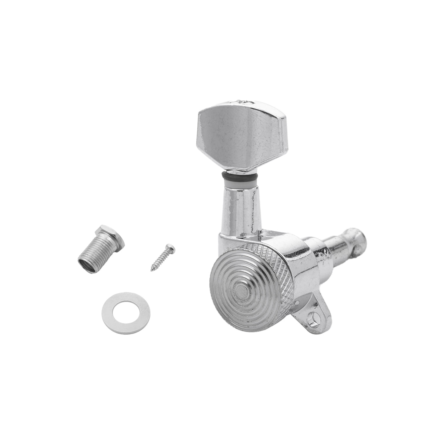 LOOKSEVEN 2L4R Locking Tuning Pegs Set, Threaded Shaft Small Square Head Tuners for Electric Guitar (2 Left 4 Right)-Chorme