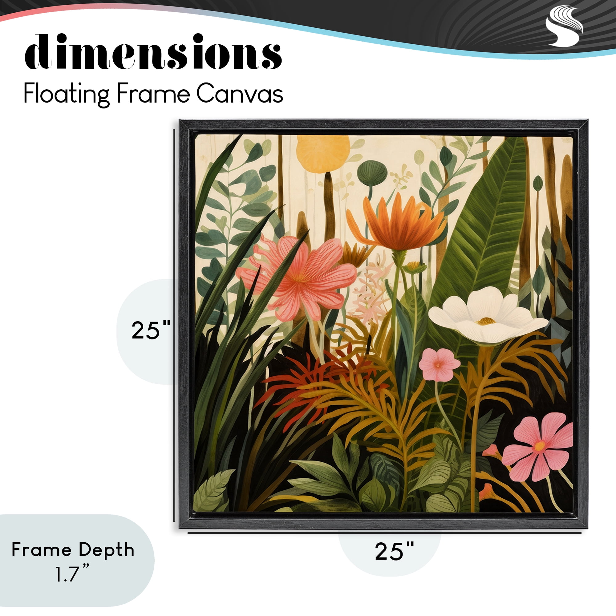 Stupell Industries Botanical Embrace in the Jungle Black Framed Floater Canvas Wall Art, design by Lazar Studio