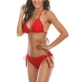thumbnail image 6 of Zando Women's String Bikini Bathing Suit Two Piece Swimsuit Thin Strap Top Side Tie Bottoms Triangle Bikini Set Red XL, 6 of 7
