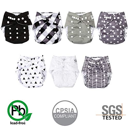 7 Bamboo Inserts 1 Wet Bag by Nora/'s Unisex Baby Cloth Pocket Diapers 7 Pack