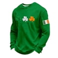 thumbnail image 2 of Ceisia Men's St. Patrick's Day Vintage Four-Leaf Clover Crewneck | Waffle Knit Relaxed Long-Sleeve Casual Top Gift, 2 of 3