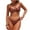 Coffee, variant on KIHOUT Women's Split Bikini Swimsuit Solid Color Halter Top Hardware Accent High-Cut Bottom Removable Padded No Underwire for Beach Pool Summer