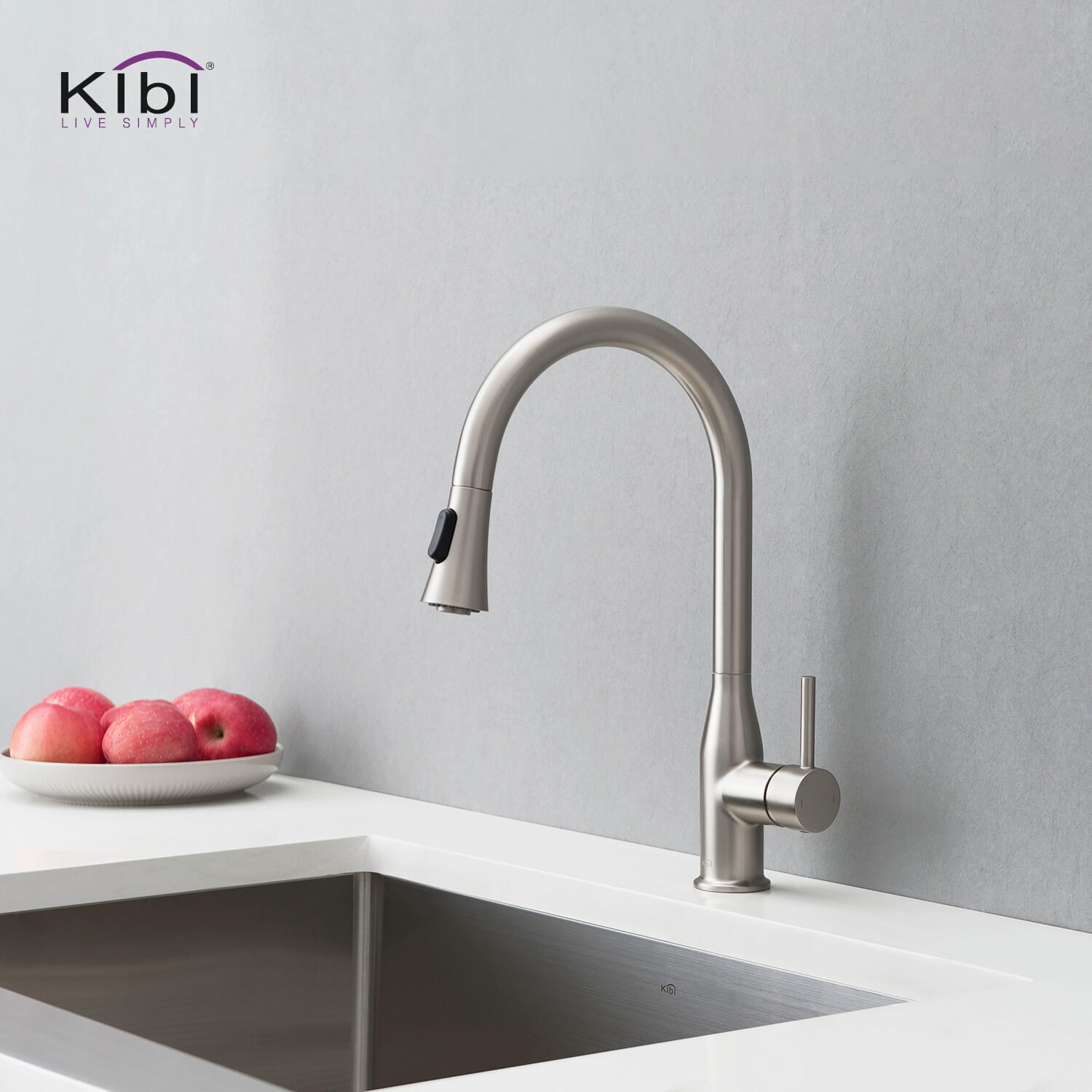 Kibi Napa Single Handle Pull Down Kitchen Sink Faucet with Soap Dispenser