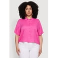 thumbnail image 2 of Womens Plus Size Chic Boxy Button Front Short Sleeve Shirt, 2 of 5