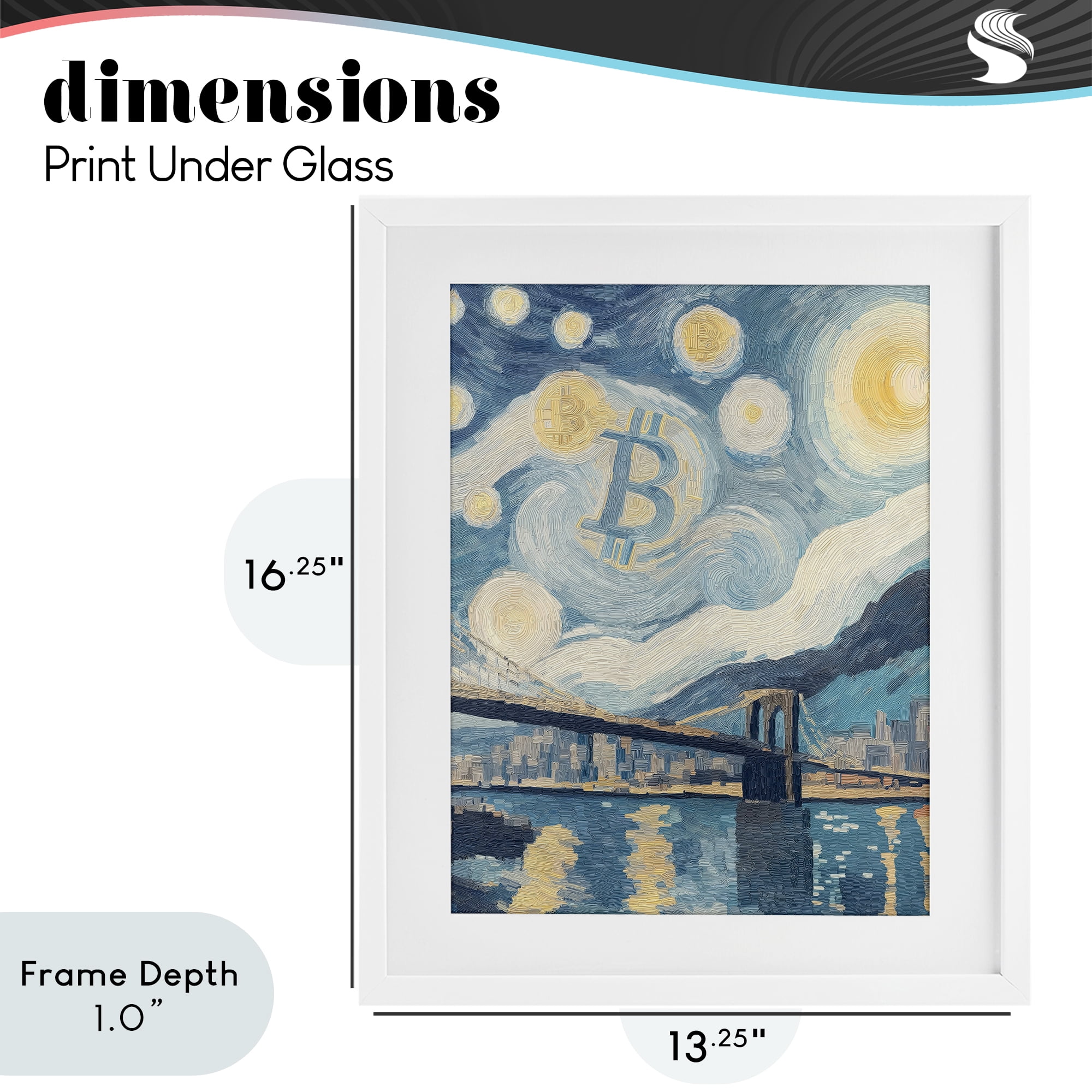 Stupell Industries Crypto Lunar Glow White Framed Print Under Glass, design by Svetlana Aleynikova