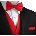 thumbnail image 4 of Men's Formal Tuxedo Vest, Bow-Tie & Hankie Set for Prom, Homecoming, Wedding, Cruise in Red - XL, 4 of 4