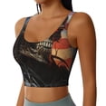 thumbnail image 2 of Fotbe Cyberpunk Skull American Flag Sujetador Deportivo Largo sin Aros para Mujer con Almohadillas y Soporte Medio, Transpirable y Absorbente, Camiseta Tipo Chaleco o Tank Top-X-Large, 2 of 8