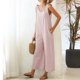 thumbnail image 4 of Mamelucos de moda retro de algodón para mujer Pantalones de mono sólido vendaje con tirantes Pompotops qyievc850, 4 of 8