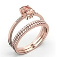 thumbnail image 3 of Beautiful Unique Art Deco 2.50 Carat Oval Cut Morganite And Diamond Moissanite Engagement Ring, Classic Wedding Ring, Two Matching Band in 925 Sterling Silver With 18k Rose Gold Plating Gift For Her, 3 of 4