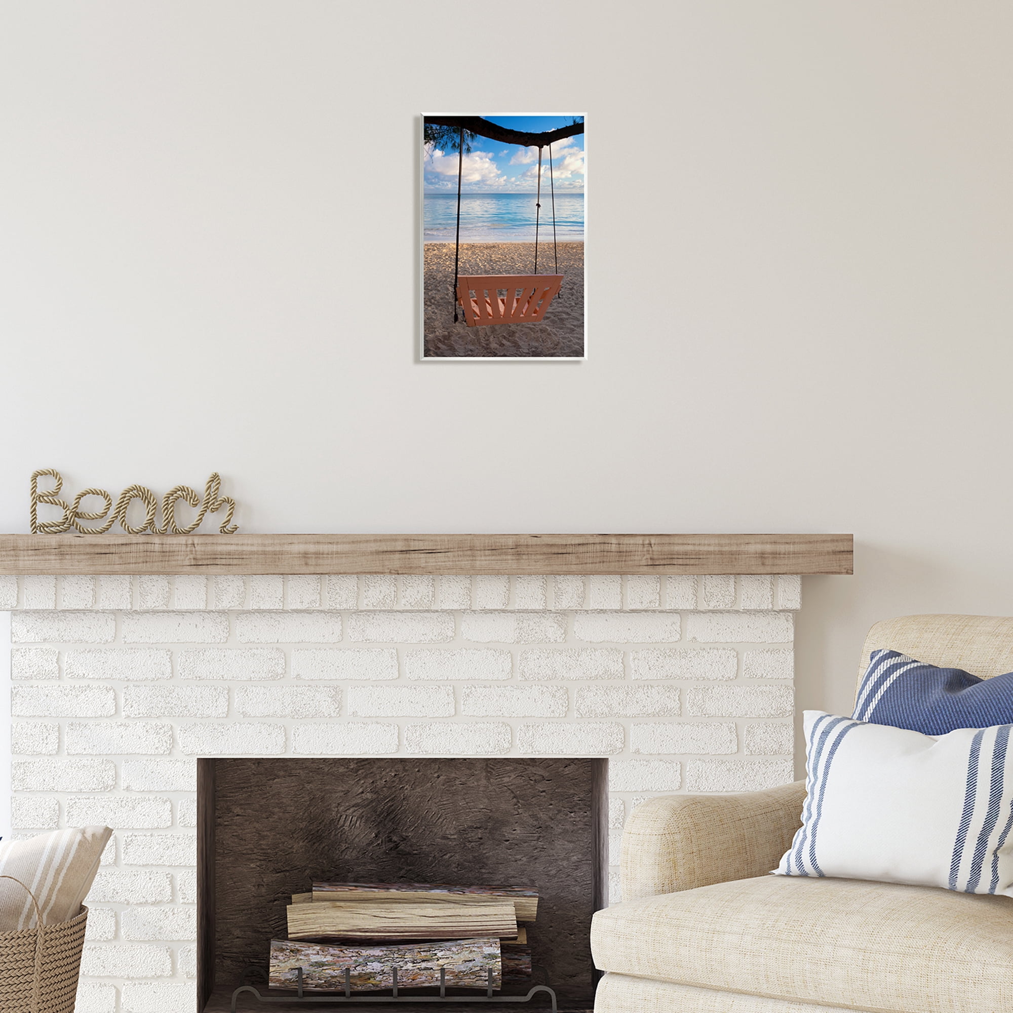 Stupell Industries Beach Swing Relaxing Shore View Coastal Photography Unframed Art Print Wall Art