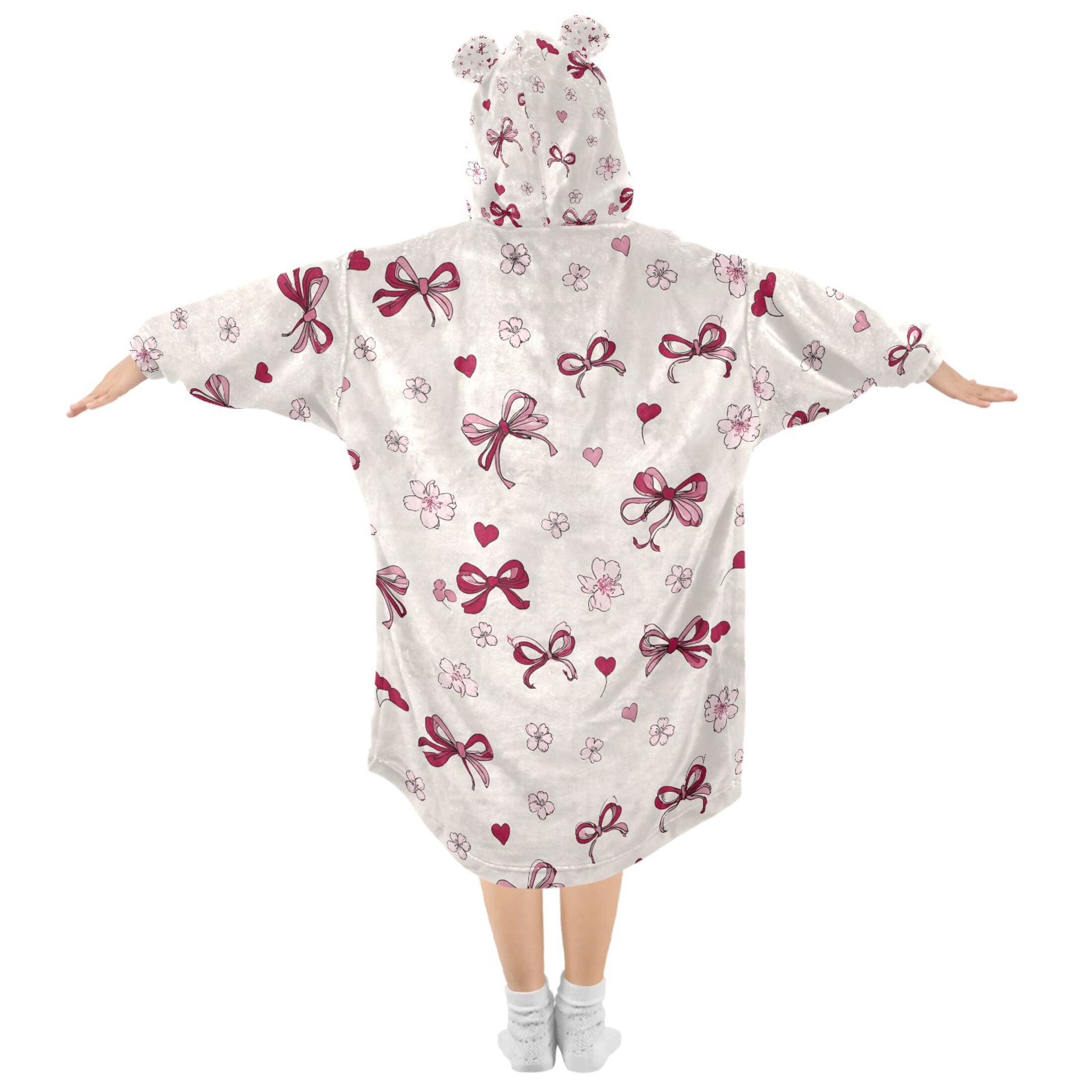 joogoo Blanket Hoodie for Art Bows Hearts Oversize Sweatshirt 3-14 YR L