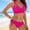 Hot Pink, variant on Women's Bikini Set Two Piece Swimsuit Modest Bathing Suit Petal Hollow V Neck Top String Mid Rise Bottom