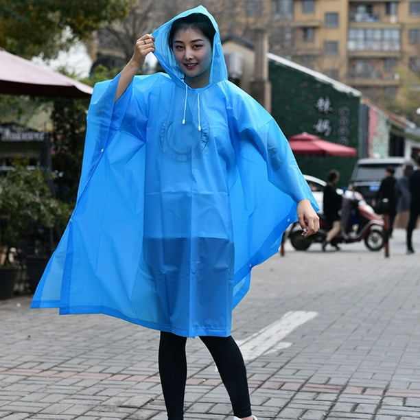 Yuarrent Chubasquero para moto reutilizable con capucha para mujer y hombre capa impermeable de EVA gruesa para acampar al aire libre turismo Ciclismo azul Walmart en linea
