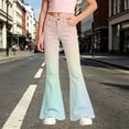 thumbnail image 2 of Glisme Little Girls Trousers Gradient Zip Front With Pockets Autumn Comfortable Girls Flare Leg Pants Size 5-6 Years, 2 of 4