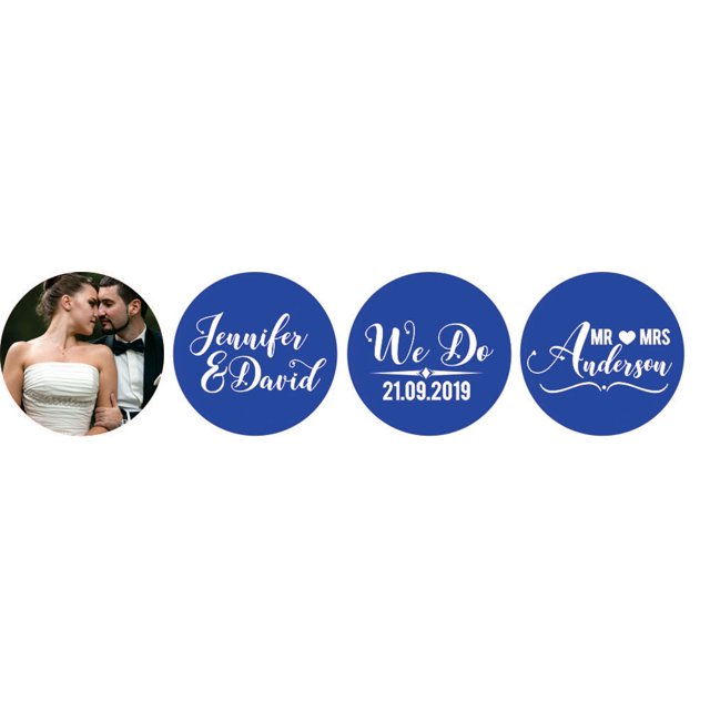 Darling Souvenir Custom Photo Wedding Stickers Candy Chocolate Labels 190 Pcs-Blue