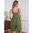 thumbnail image 7 of Chiclily Women's Casual Overalls Shorts, Loose Button Adjustable Straps Jumpsuits with Pockets, Olive Green Summer Boho Wide Leg RompersSize M, 7 of 7