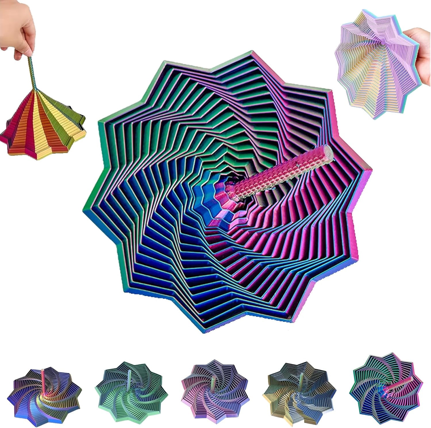 Étoile Sensorielle 3D 12 Cm – Fractale Pliable Avec Poignée – Jouet Anti-Stress Multifonction – Cadeau Anniversaire/Noël