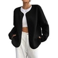 thumbnail image 2 of Womens Fleece Jacket Fall Winter Warm Long Sleeve Casual Loose Fit Comfy Fashion Outwear Cardigan Outfit Coat, 2 of 9