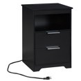 thumbnail image 6 of Jopath 2 Drawer Small Nightstand with Charging Station,Wooden End Table with Drawer and Opening Shelf,Side Table for Bedroom Living Room Dorm Office,Black, 6 of 8