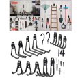 thumbnail image 4 of Ganchos de cochera, 14 paquetes de ganchos utilitarios de montaje en pared de material acero ganchos de almacenamiento de cochera doble perchas con Negro BLESIY ganchos de garaje, 4 of 8
